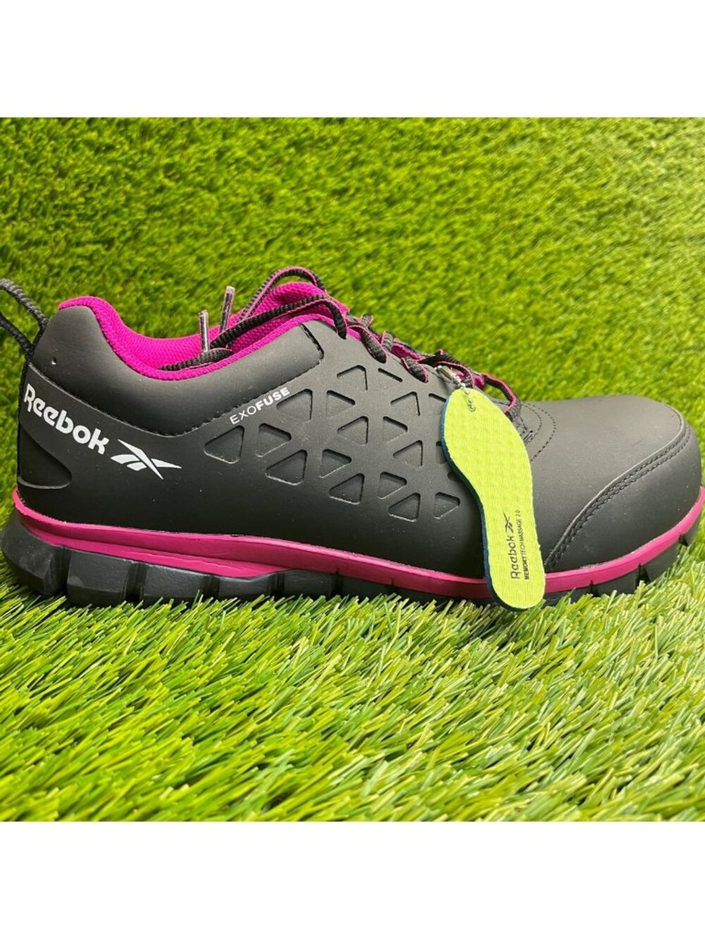 Reebok Sublite Cushion Womens Size 10 Black Pink Composite Toe Safety Work Shoes